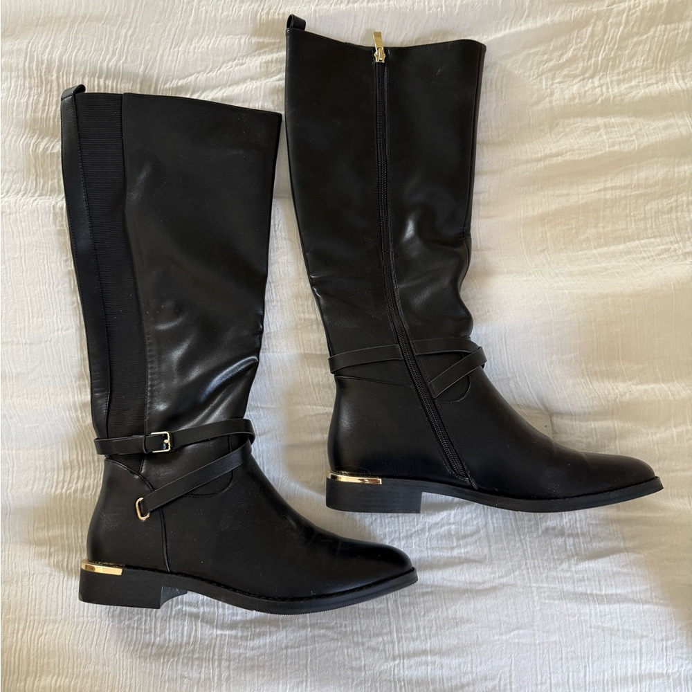 Black Riding Boots w/ Gold Detail